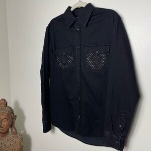 NWT The Kooples Studded Black Denim Shirt Size 6 (The Kooples Size M)